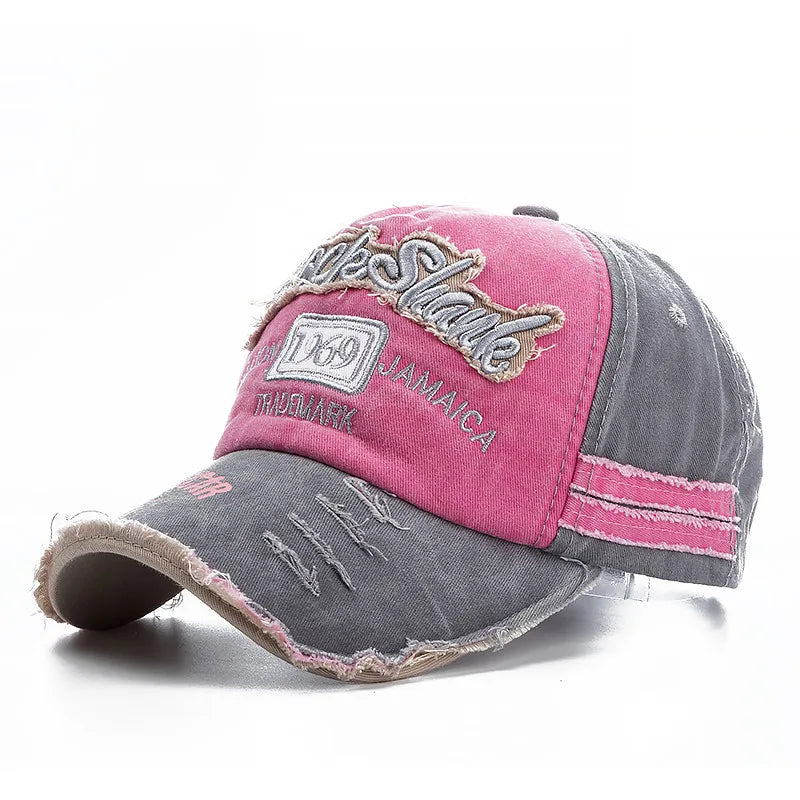 Washed cowboy letters Cotton Cap For Men Women Adjustable Autdoor Sun protection hat Rock Shark Baseball Caps
