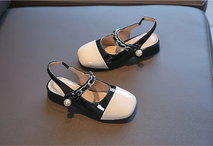Mesh Black White Polka Dot Shoes Sandals for Girls with Heels Mules Sling Back Shoes for Girls Luxury Shoes for Girls To Dress