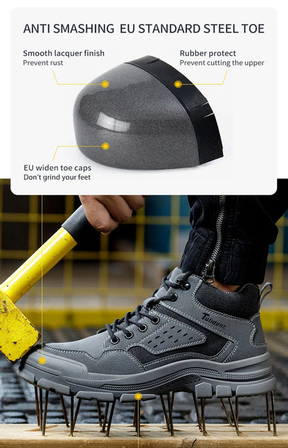 Safety Shoes Men With Steel Toe Cap Anti-smash Men Work Shoes Sneakers Light Puncture-Proof Indestructible Shoes Dropshipping