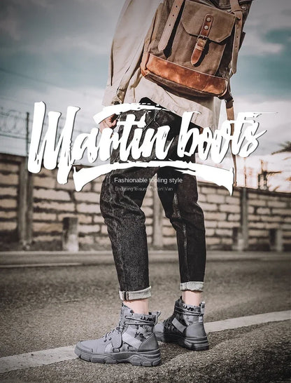 Military Boots for Men Autumn High Top Camouflage Desert Casual Flats Mens Boot Breathable Non Slip Work Shoes Zapatillas Hombre