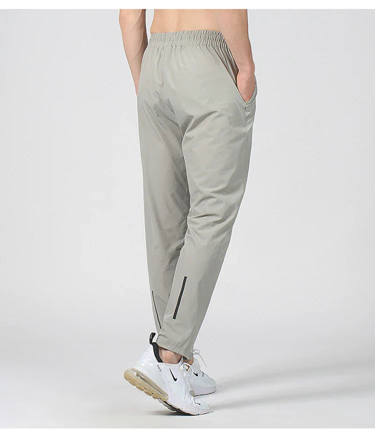 Gym Fitness Trousers Men's Pencil Pants Tight Jogging Running Breathable Quick-Drying Ice Silk Sports Wind Casual Fashion Pants
