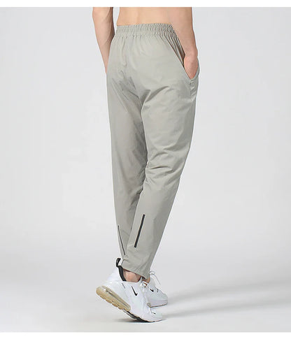 Gym Fitness Trousers Men's Pencil Pants Tight Jogging Running Breathable Quick-Drying Ice Silk Sports Wind Casual Fashion Pants