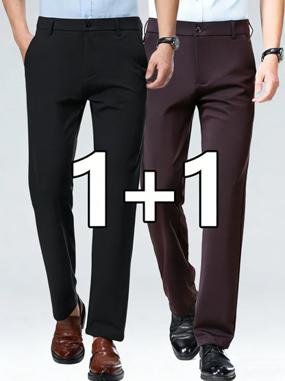 Men's 2-Pack Slim Fit Stretch Dress Pants - Navy Blue Business Casual Trousers, Wrinkle-Resistant Office Work Pants for Daily We