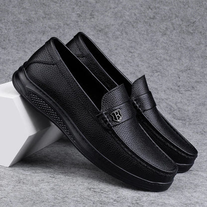 Genuine Leather Casual Shoes Men Handmade Slip on Platform Walking Shoes Outdoor Footwear Driving Loafers Breathable Sneakers