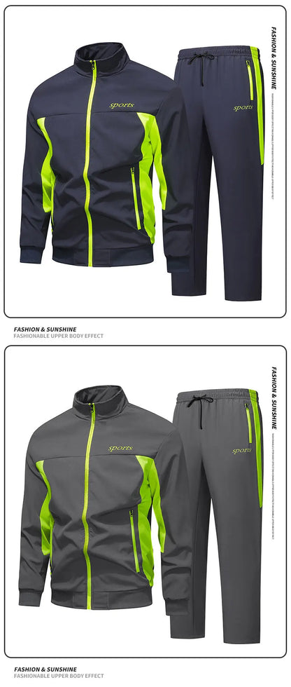 Mens Casual 2 Piece Set Long Sleeve Jacket Pants Thin Lightweight Polyester Cotton Trendy Hip Hop Streetwear Spring Autumn