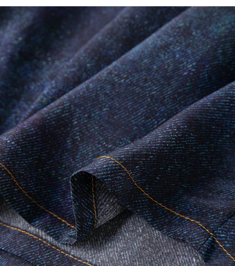 Women Pants 100% Mulberry Silk 16 momme Silk Loose Type Wide Leg Navy Jeans Printed Long Pants Trousers With Pockets L XL M1155