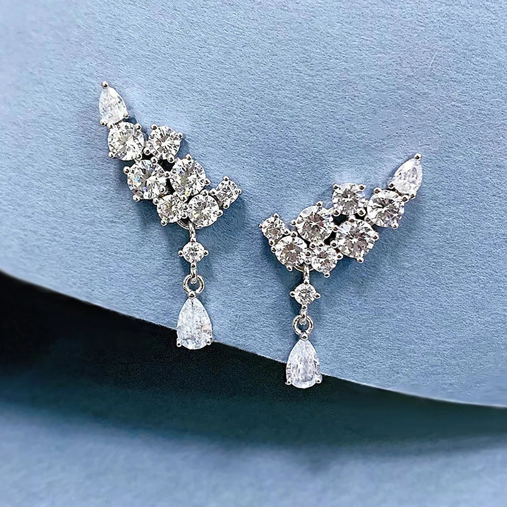 Moissanite Drop Earrings with Certificate 100% 925 Sterling Silver Plated 18k Gold Water Drop Pear Cut Diamond Earring Jewelry