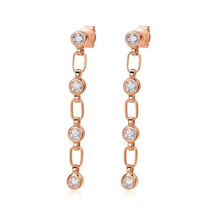 3mm Moissanite Earrings for Women Wedding Round Brilliant Cut Moissanite Stud Solid s925 Silver Dainty Tassel Earring