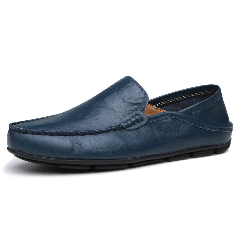Sapatos Masculinos de Couro Mocassins Masculinos de Verão Sapatos de Couro Casuais de Negócios Clássicos Macios Mocassins Homem Sapatos Baixos Respiráveis