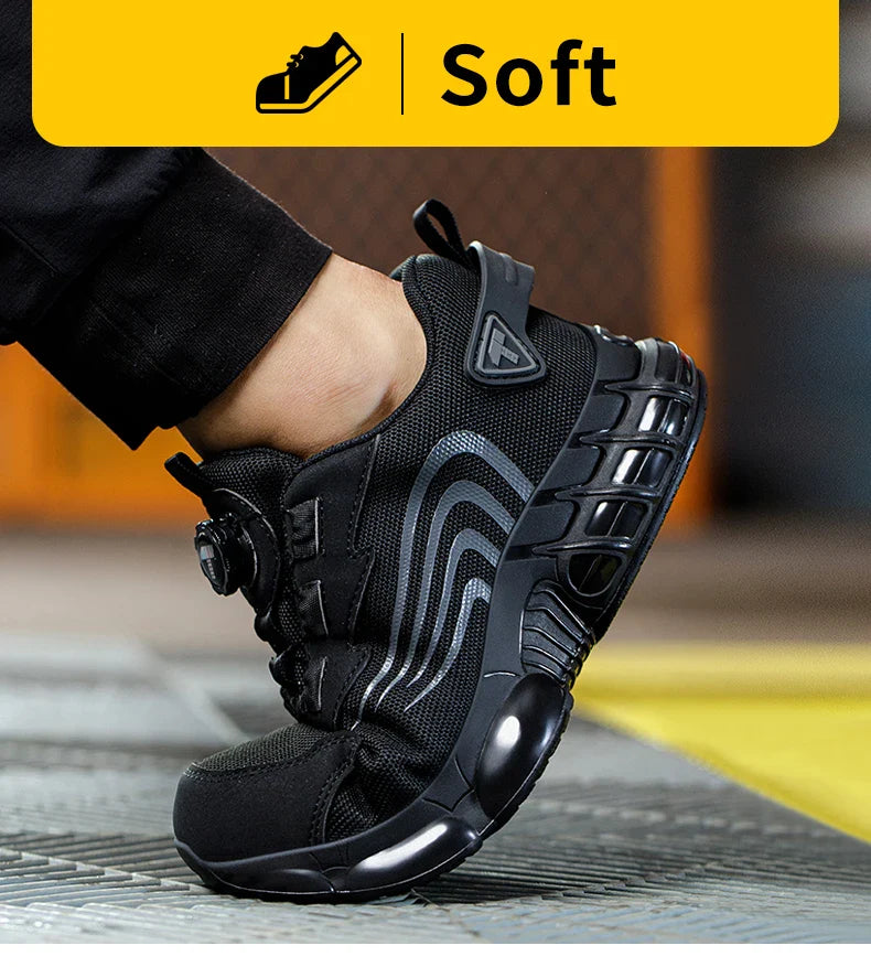 Rotary button New safety shoes Men's anti-smash anti-puncture work shoes Fashion men's sneakers Safety boots