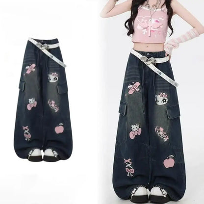 Y2K Hello Kitty Sanrios Loose Anime Wide Leg Pants