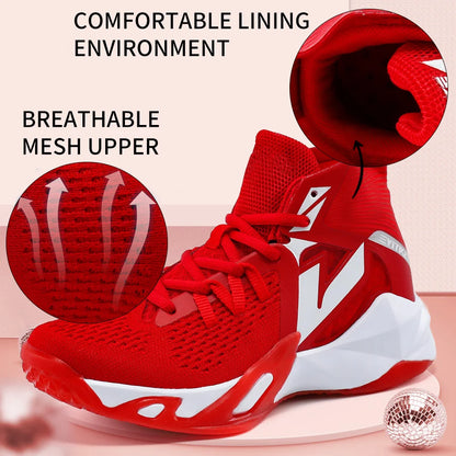 Kids Basketball Shoes Sneakers Durable  Non-Slip Running Shoes Secure for Little Kids Big Kids and