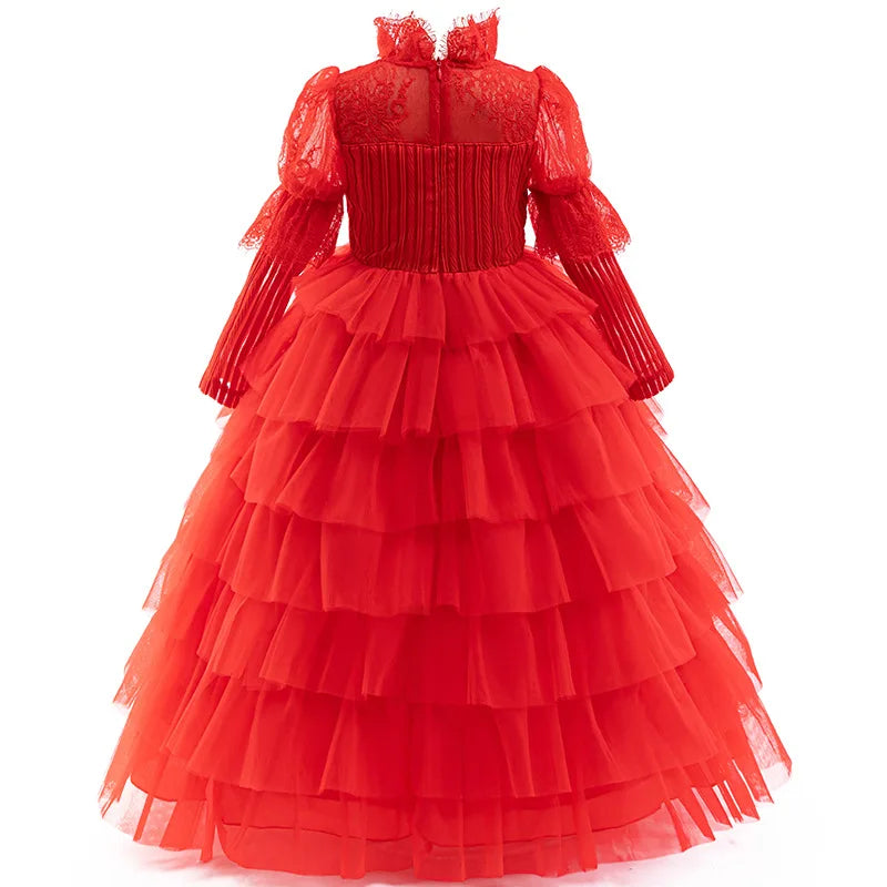 New Luxury Wedding Flower Girl Dress Suitable for Girls Aged 8-12 Dresses V-neck Long sheer Party Costume Carnival Costume