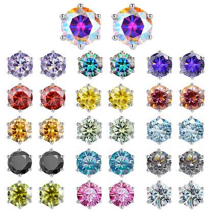 0.5-2CT Screw Moissanite Stud Earrings for Women Classic Sparkling Wedding Party Jewelry Original 925 Sterling Silver GRA