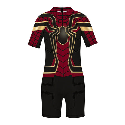 Children One Pieces Swimsuit Superhero 3D Print Playsuit Child Short Sleeve Swimwear Beach Bathing Suit Swim Wear For Boys Girls