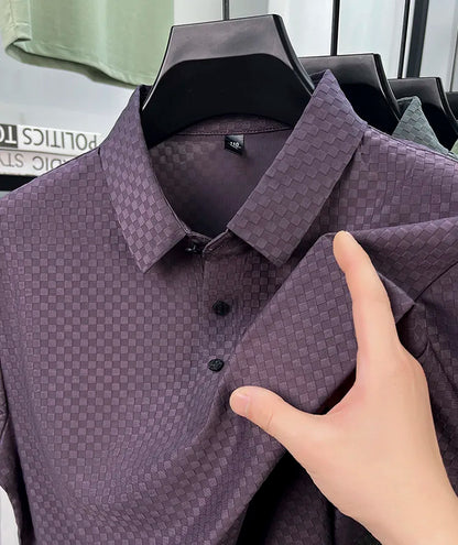 Seamless Polo Shirt - Short Sleeve Ice Silk Feel Nordic Style Soft & Comfortable Summer Wear Men's Golf Shirt