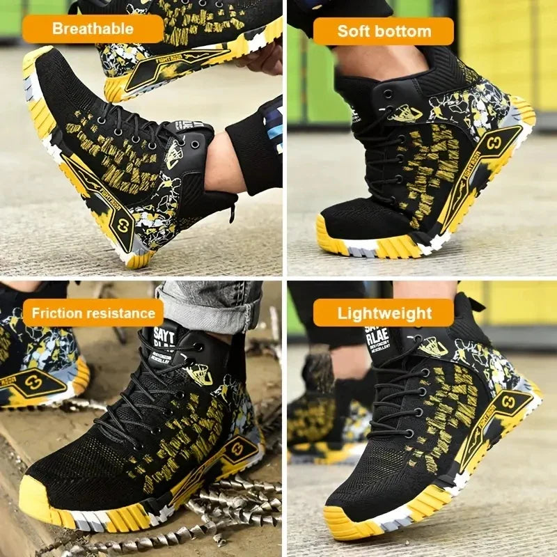 High Quality Men Steel Toe protective Safety Work Shoes Men Indestructible Safety Shoes anti-smash Puncture-Proof Safety Boots