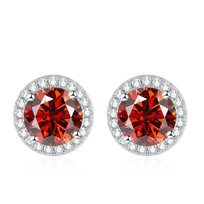 Moissanite Stud Earrings for Women 925 Sterling Silver Green Blue Pink Red Black Blue Sparkling Moissanite Studs Earring