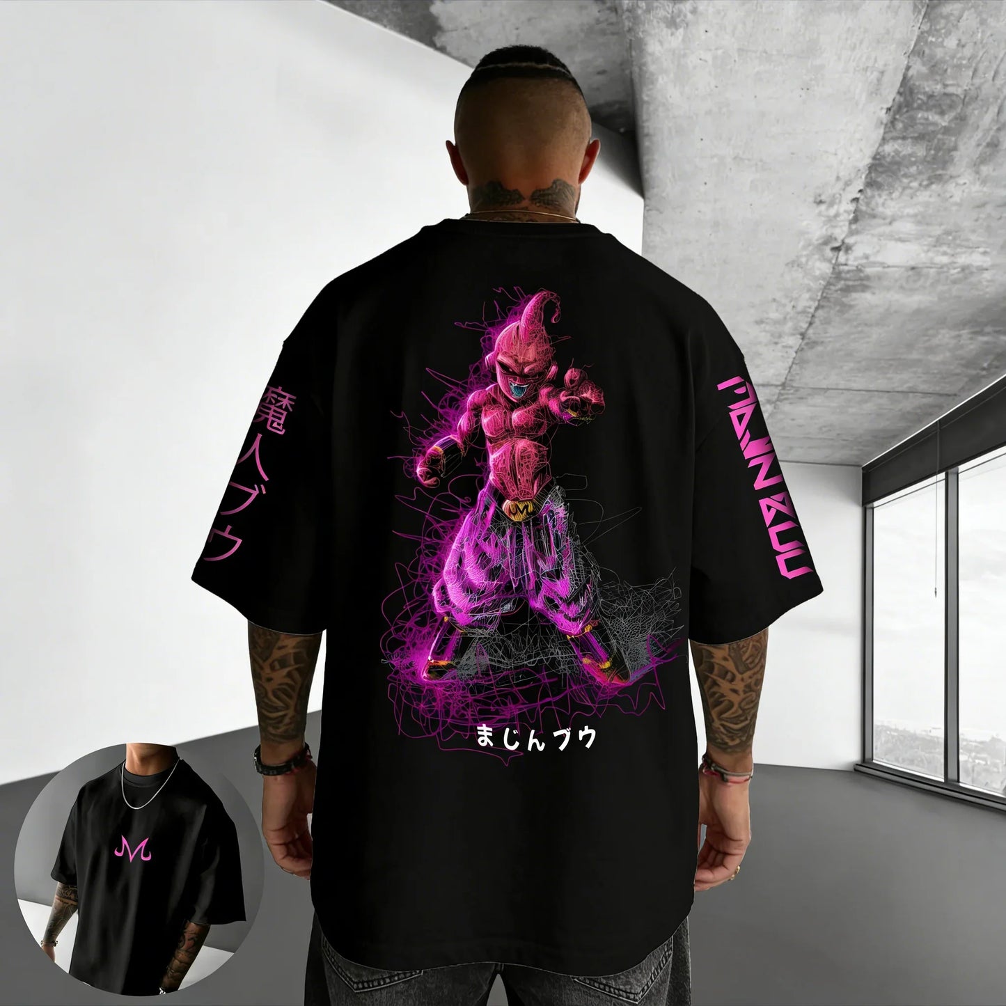 T-shirt Summer New Majin Buu Print Men and Women Harajuku Loose Casual Parent-child Short Sleeved Shirt