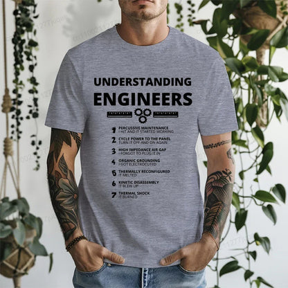 Understanding Engineers Funny Sarcastic T Shirt Men Casual Short Sleeve Graphic Tees T-Shirts Engineering Humor Streetwear Gift