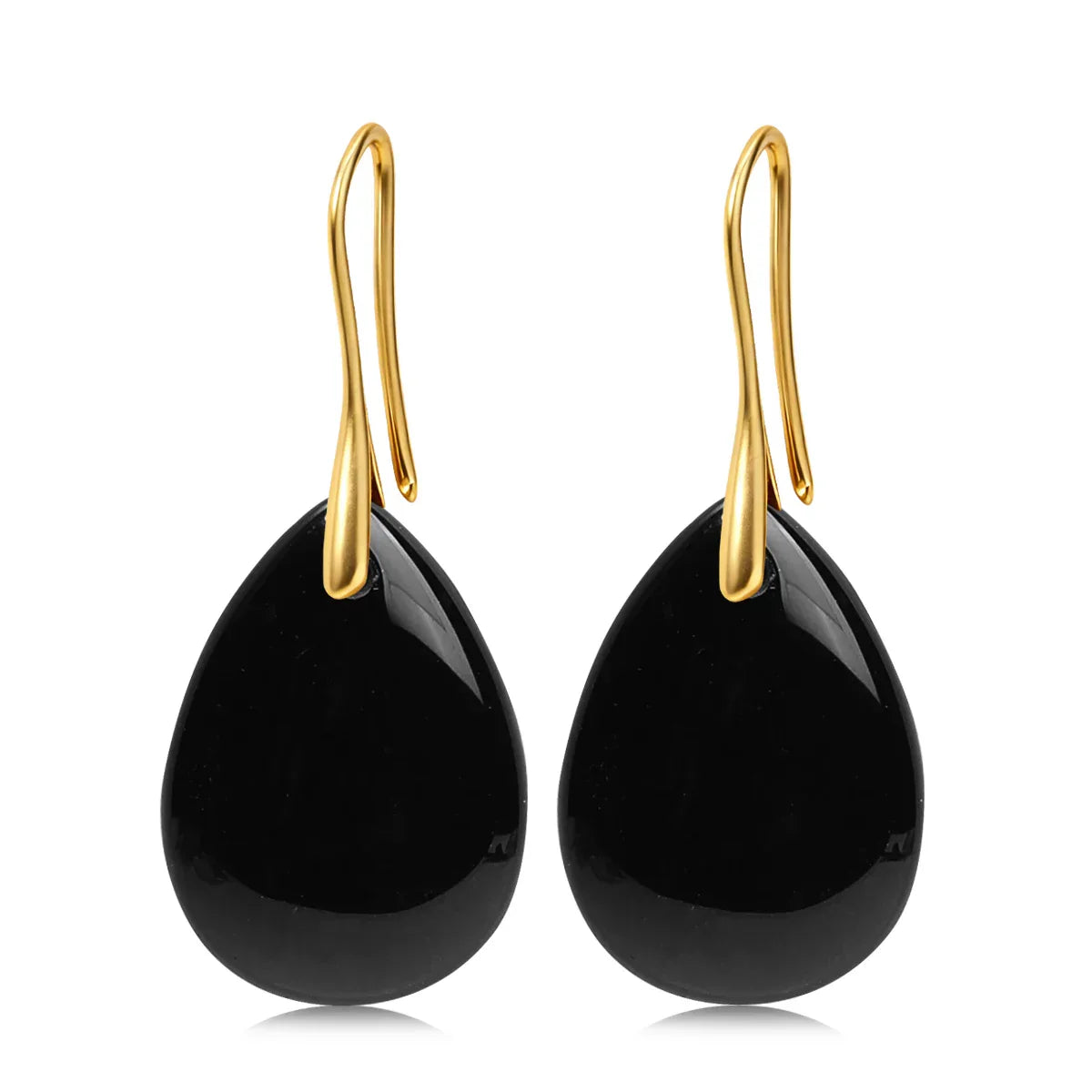 Natural Stone Pendant Women's Teardrop Earrings Elegant Gem Jewelry Creative Gift Black Obsidian Amethyst Rose Quartz Earrings