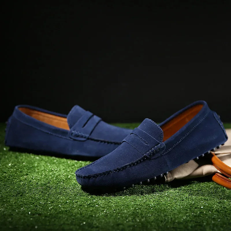 High Quality Suede Men Casual Shoes Non-slip Mens Driving Shoes Slip on Flats Loafers Leather Shoes 10 Colors Size 38-49