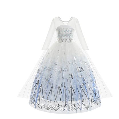 Frozen 2 White Elsa Princess Dresses for Baby Girls Outfit Snow Queen Cosplay Birthday Party Kids Clothing for 2-12 Years