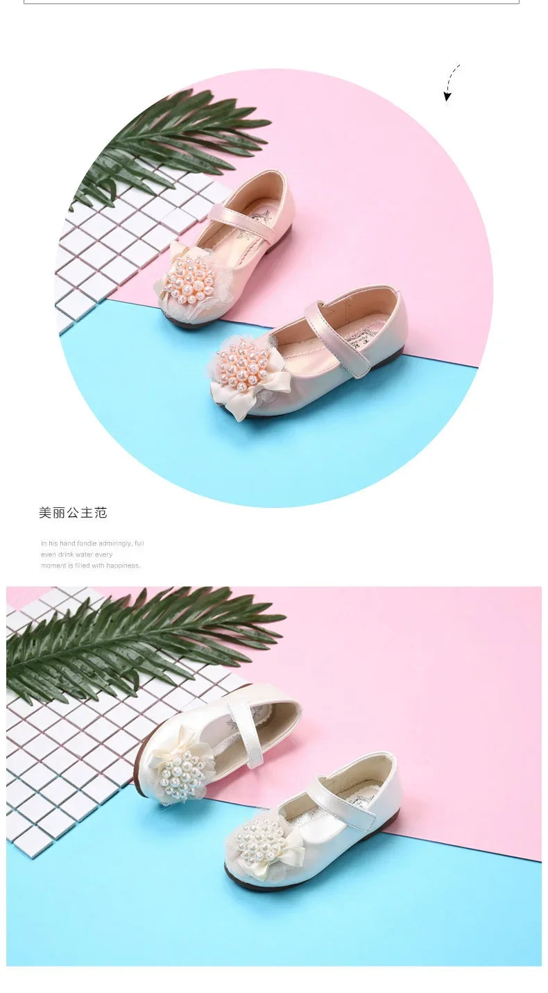 Girls Leather Shoes for Party Wedding Children Rhinestone Shoes Kids Princess Sweet Shoes 2025 Spring Autumn Brand Classic 26-38
