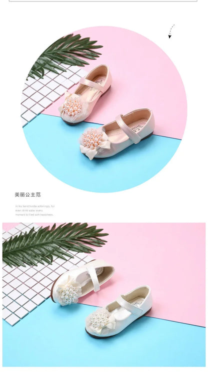 Girls Leather Shoes for Party Wedding Children Rhinestone Shoes Kids Princess Sweet Shoes 2025 Spring Autumn Brand Classic 26-38