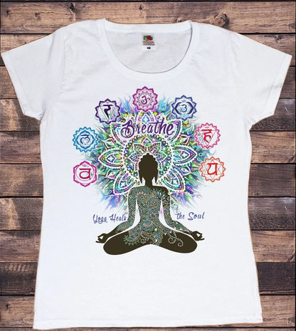 Yoga Print Tshirt Women Bird Om Aum Jade Buddha Meditation Tie Die T Shirt Femme T-Shirt Tops