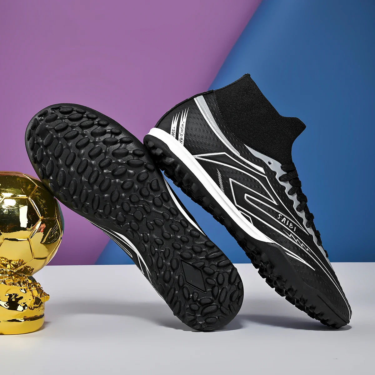 Kid Friendly TF Turf Soccer Boots Soft PU Fabric Rubber Non-slip Sole Abrasion Resistant For Campus Sports Activities