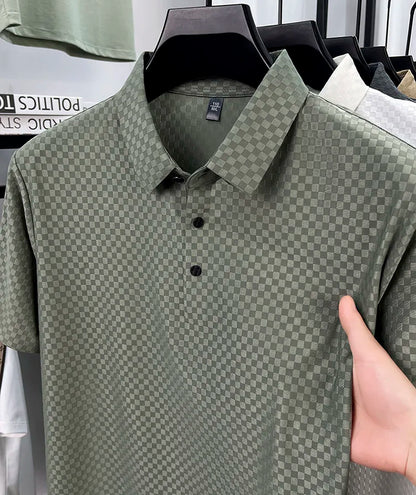 Seamless Polo Shirt - Short Sleeve Ice Silk Feel Nordic Style Soft & Comfortable Summer Wear Men's Golf Shirt