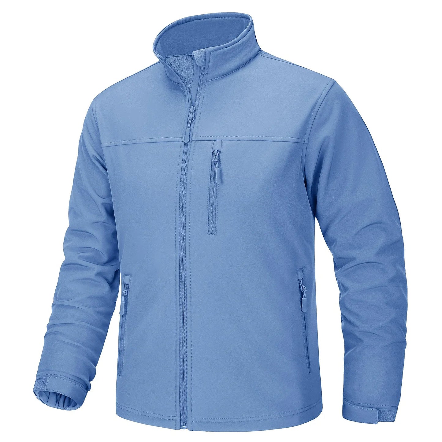Waterproof Fleece Lining Windbreaker Mens Winter Work Jackets Zipper Pocket Casual Coats Full Zip Outwear Tops