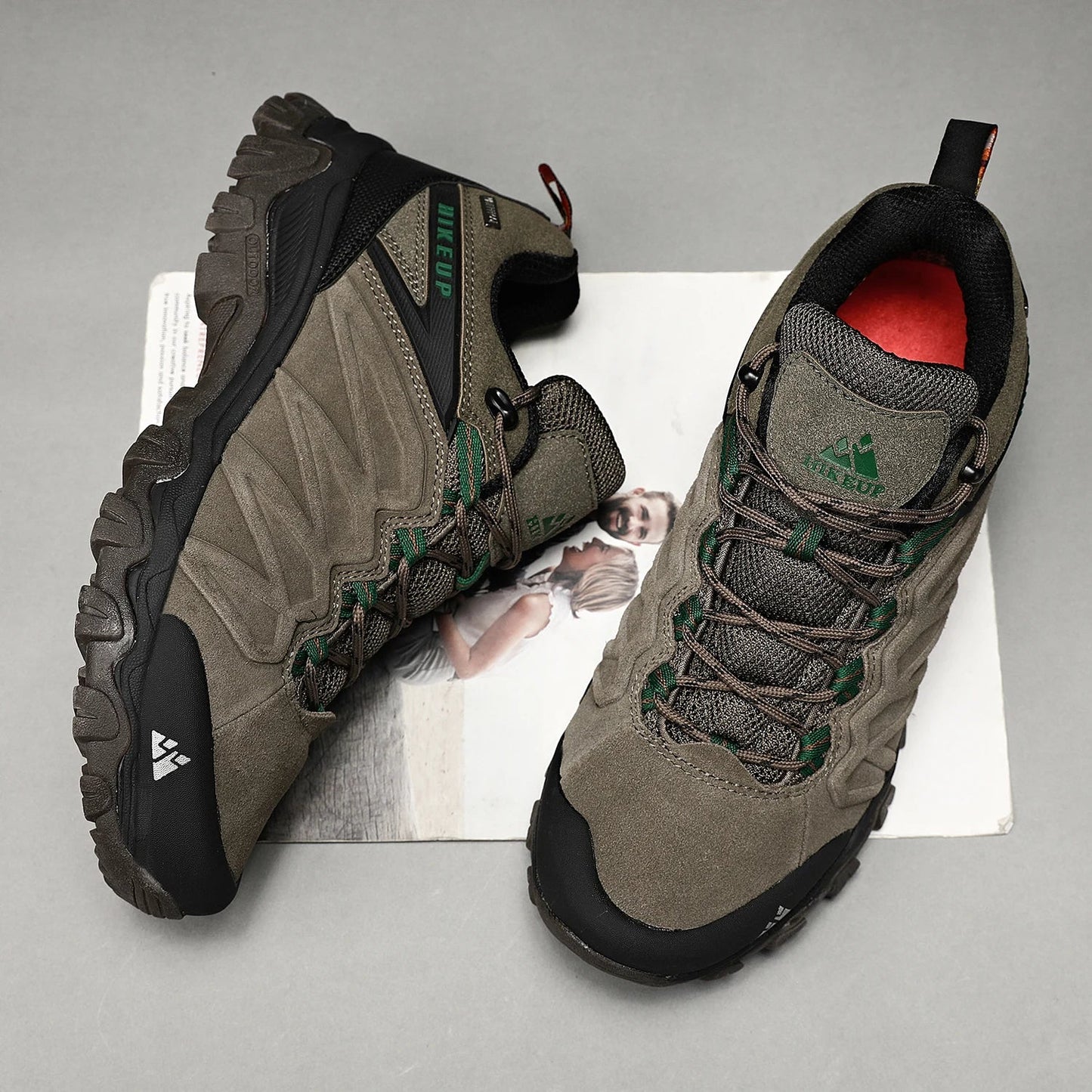 High Quality Leather Hiking Shoes Durable Outdoor Sport Men Trekking Leather Shoes Lace-Up Climbing Hunting Sneakers