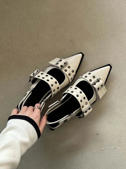French Style Pointed Toe Mary Jane Shoes Retro Medium Thick Heel Shoes for Women with Skirts and Small Leather Shoes