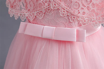 Vestido de Festa Infantil Rosa, Modelo Princesa com Saia Rodada em Tule, para Meninas de 3 a 12 Anos – Ideal para Aniversário, Natal e Cerimônias.