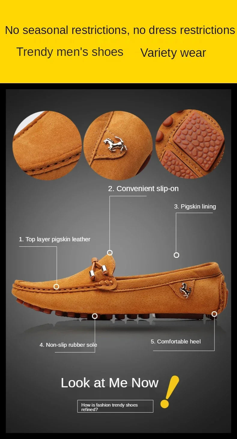 Sapatos Mocassim Masculinos de Luxo Tam. 48, Loafers de Couro Camurça Masculinos, Sapatos Mocassins Slip-on Antiderrapantes para Dirigir para Homens