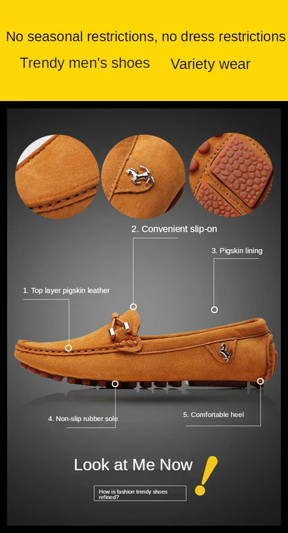 Sapatos Mocassim Masculinos de Luxo Tam. 48, Loafers de Couro Camurça Masculinos, Sapatos Mocassins Slip-on Antiderrapantes para Dirigir para Homens