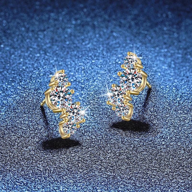 Full Moissanite Stud Earring for Women D VVS1 Sparkling Lab Diamond 925 Sterling Silver Eattings Ear Studs Luxury Jewelry