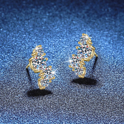 Full Moissanite Stud Earring for Women D VVS1 Sparkling Lab Diamond 925 Sterling Silver Eattings Ear Studs Luxury Jewelry
