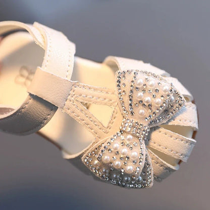 Summer Baby Girl Shoes Cute Bow Pearl Toddler Sandals Soft Bottom Kids Girls Princess Shoes Beach Sandals