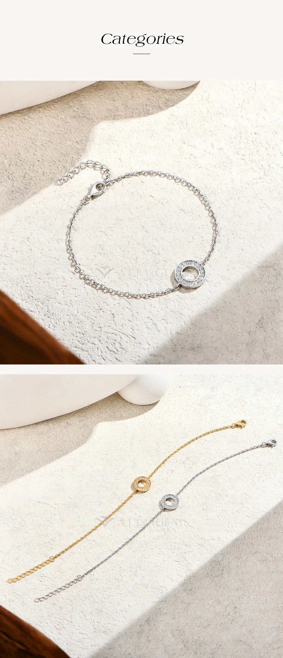 Hollow Circle Moissanite Bracelet for Women 925 Sterling Silver Charm Chain Adjustable Engagement Party Luxury Jewelry