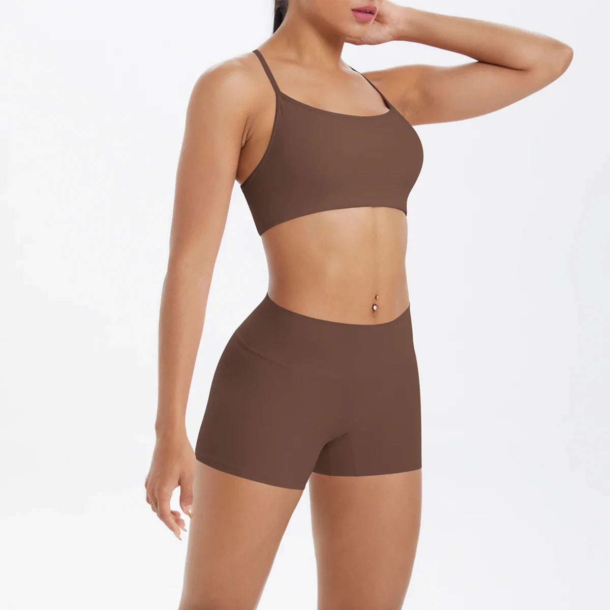 2PCS Yoga Clothes  Halter Yoga Top Set Fitness Gym Suit Crossover Back Sports Underwear Workout Gym Shorts Fitness High Waist