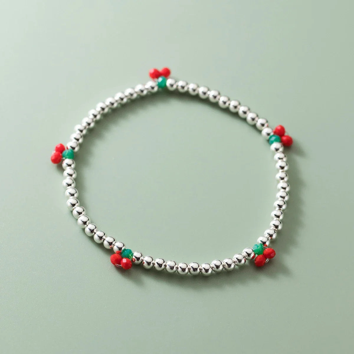Real 925 Sterling Silver Basic Cherry Round Beads Adjustable Bracelet for Women Charm Bracelet Fine Jewelry Birthday Gift