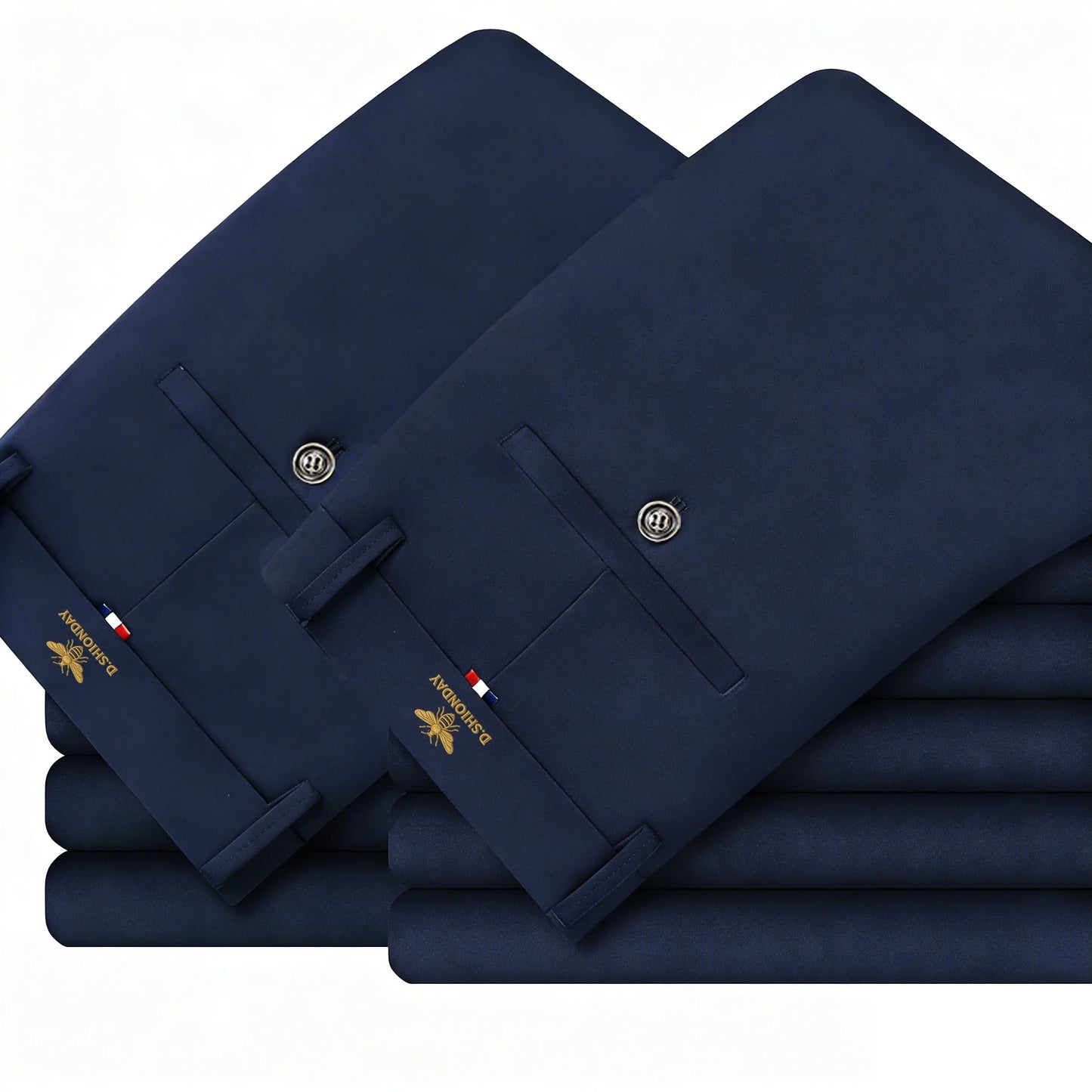 Men's Luxury Bee Waist Logo Business Casual Pants, High Elastic Slim Fit Formal Trousers for Office Commute & Daily Wear