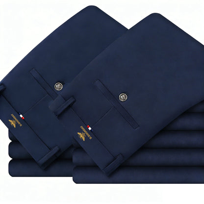 Men's Luxury Bee Waist Logo Business Casual Pants, High Elastic Slim Fit Formal Trousers for Office Commute & Daily Wear