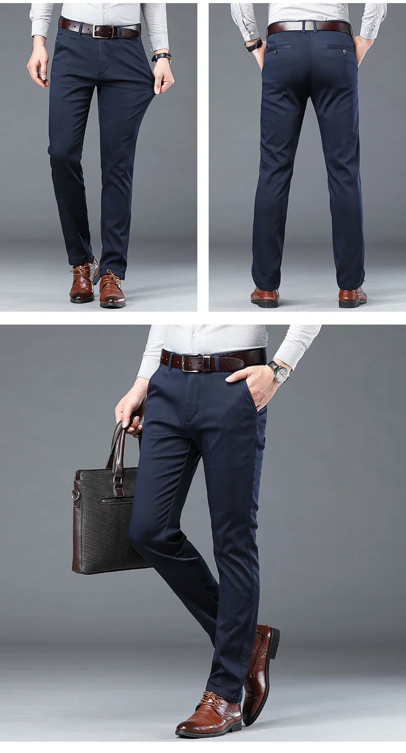 Winter Men Brand Fleece Pants Warm Cotton Business Thick Suit Casual Trousers Male Plush Formal Wear Pants 28-40