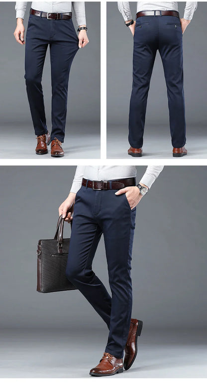 Winter Men Brand Fleece Pants Warm Cotton Business Thick Suit Casual Trousers Male Plush Formal Wear Pants 28-40