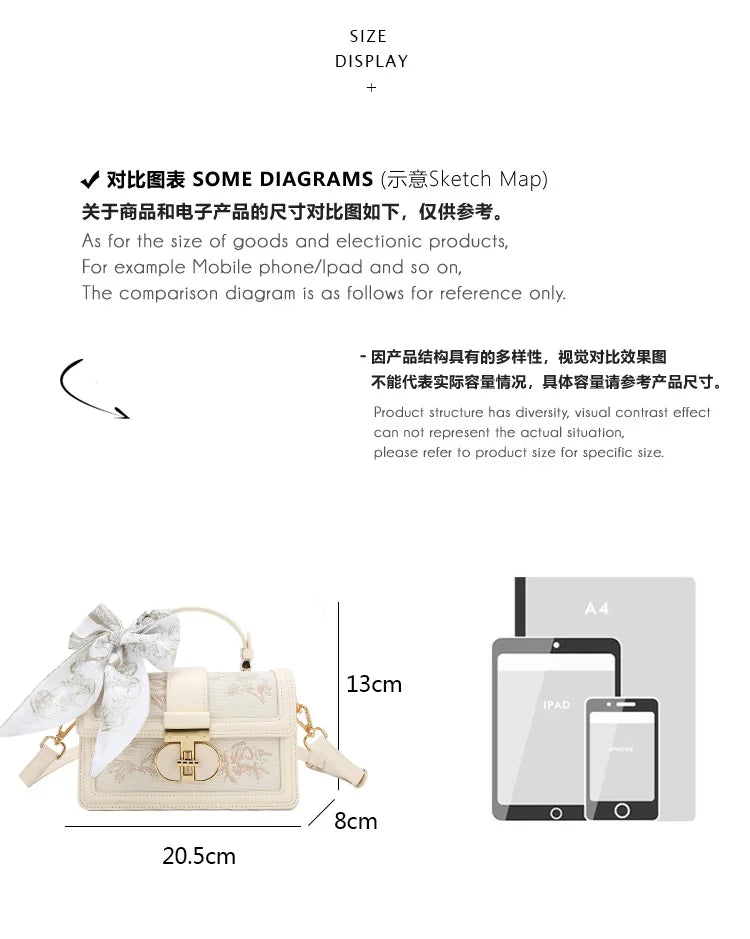 New Chinese and Luxury Makeup Bag with Charming Decoration and Scarves Women's Popular Versatile Handheld Crossbody Bag