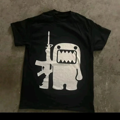 2025 Summer Rhinestone Funny Pattern Daily T-Shirts Men and Women Simple Color Block Versatile Gothic Short-Sleeves Loose Tees